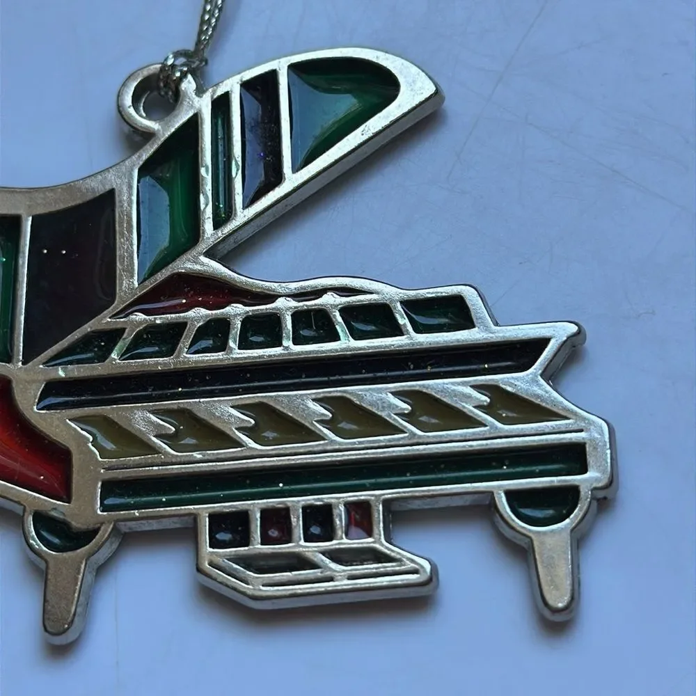 Russ Stained Glass Chrome Plated Grand Piano‎ Ornament